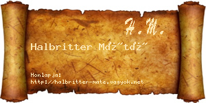 Halbritter Máté névjegykártya